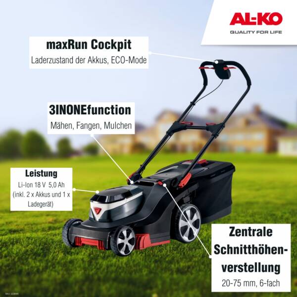 AL-KO 18V Battery Lawnmower 382 Li Premium incl. 2 batteries and charger